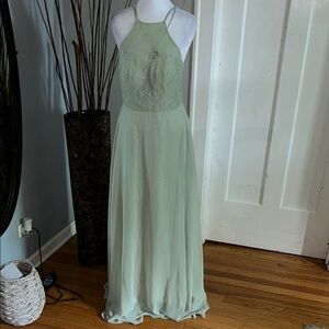 Azazie Green Halter Sundress for Prom